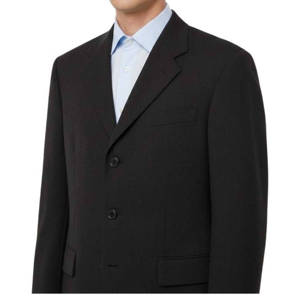 Givenchy Monsieur Black Pinstripe Blazer 42R 100% Wool Suit Jacket‎ Vintage Coat
